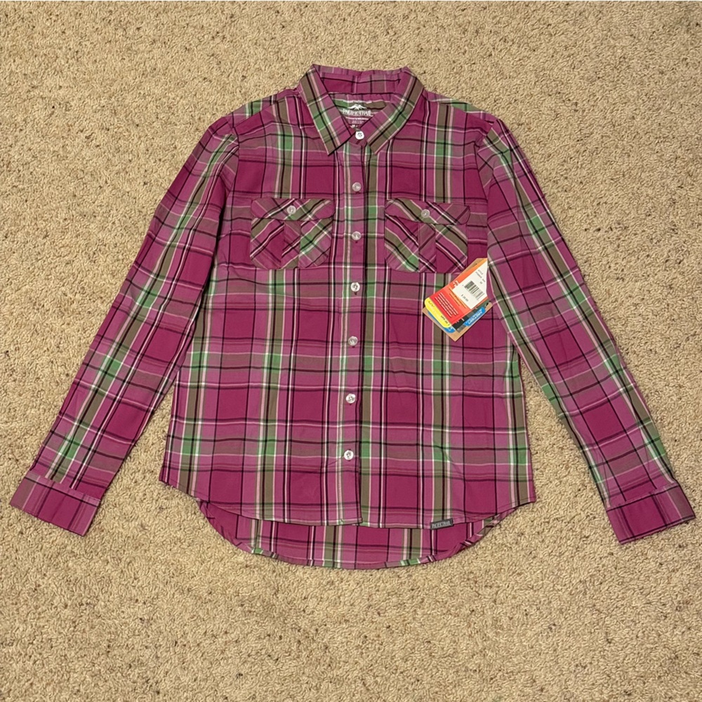 Pacific Trail Women’s Plaid UV Stretch Shirt With Roll Tab/Long Sleeves Medium
